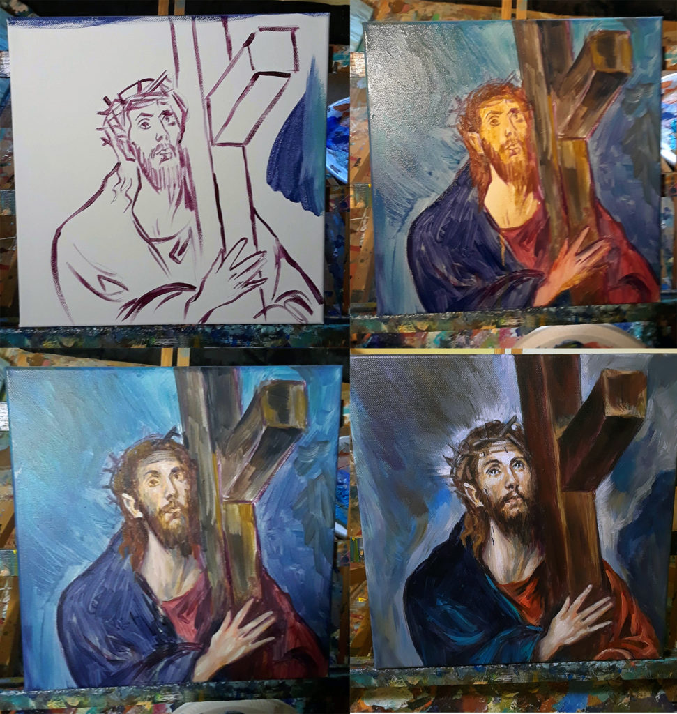 El Greco, copy 12 by 12 acrylic on canvas